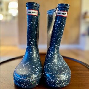 Brand New Hunter Rainboots Navy/Glitter Toddler Boots - Size 11
